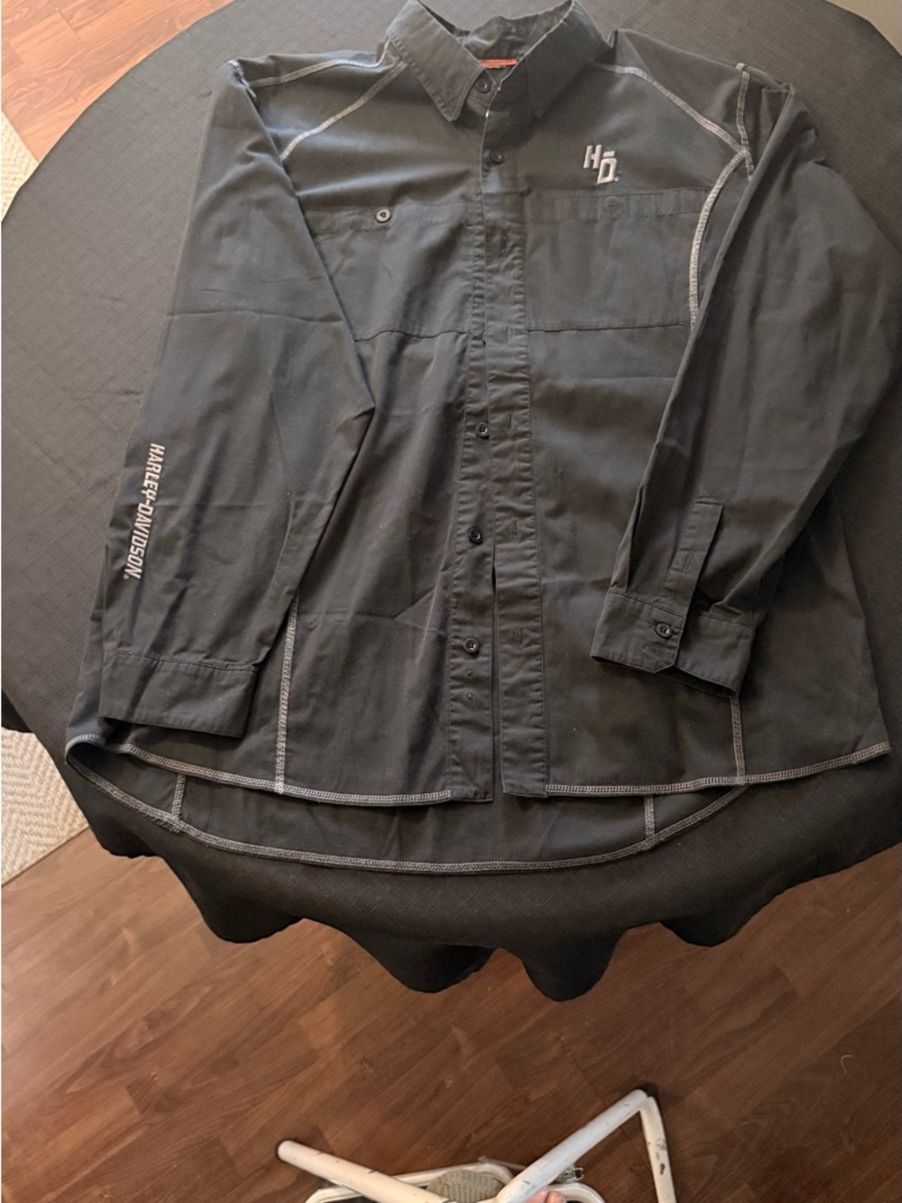 Harley-Davidson Black Work Shirt with Gray Contrast Stitching